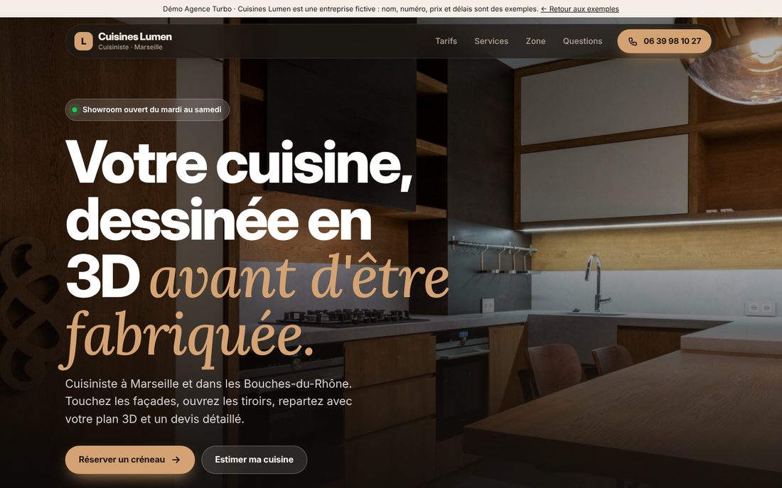 Page d'accueil du site Cuisines Lumen