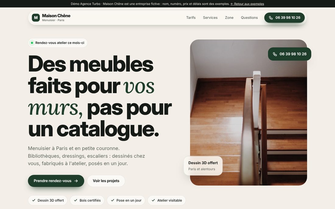 Page d'accueil du site Maison Chêne